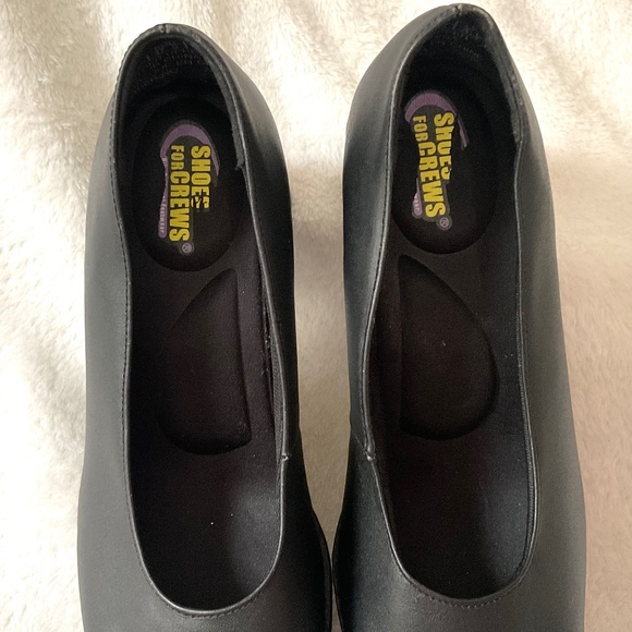 Black SHOES FOR CREWS Leather Minimalist Comfort Mid Block Heel Work Pumps Sz 6 - Picture 9 of 12